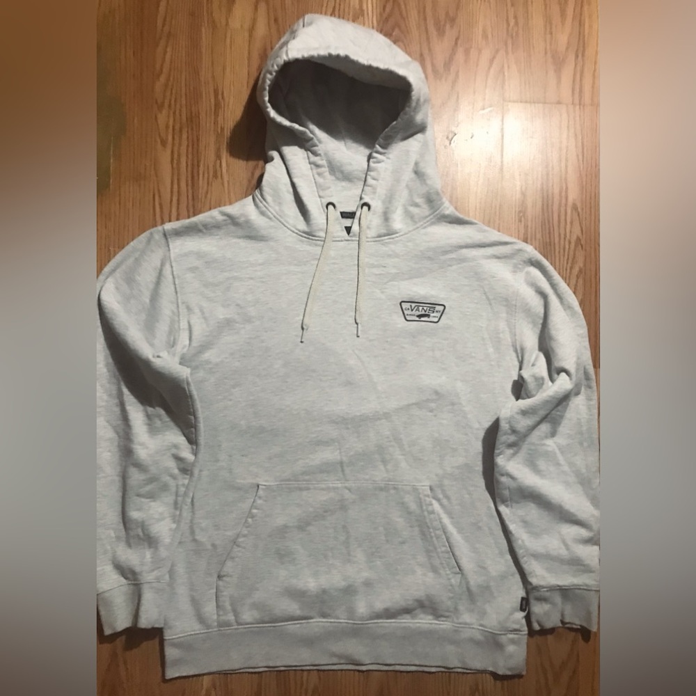 Vans Off the Wall Men's L Drawstring Hoodie Sweatshirt Light Gray Pullover